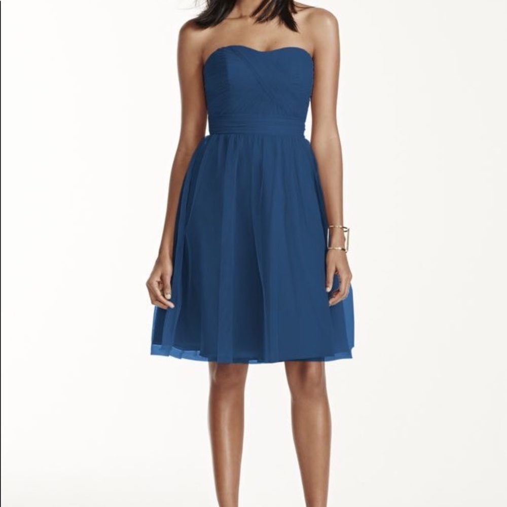 David’s Bridal Bridesmaid style F17015 Marine